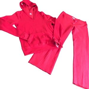 2-Piece Set Soffee Pull On Jogger Pants & Hooded Sweatshirt Set Sz XL Sweatsuit